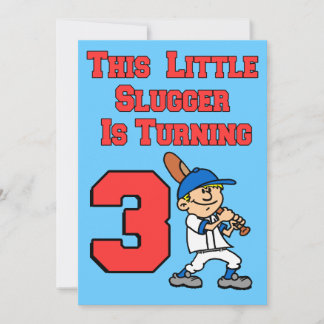 Dieses kleine Gepäck dreht drei Baseball-Themen Einladung