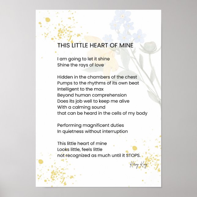 Dieses kleine Herz von mir - Dankesgedicht Poster (Vorne)
