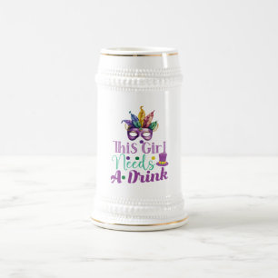 Dieses Mädchen braucht ein Bier Mardi Gras Bierkru Bierglas