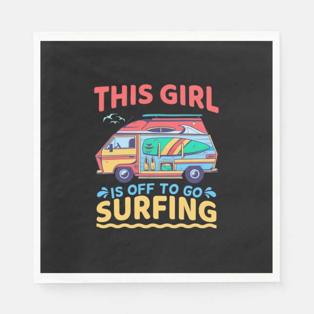 Dieses Mädchen geht surfen Serviette (Vorderseite)