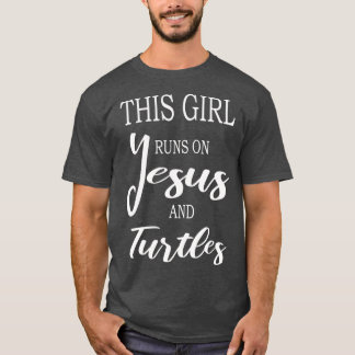 Dieses Mädchen läuft auf Jesus auf den Schildkröte T-Shirt
