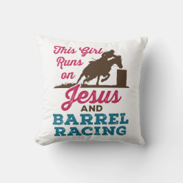 Dieses Mädchen läuft auf Jesus und Barrel Racing Kissen