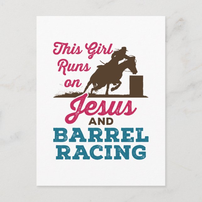 Dieses Mädchen läuft auf Jesus und Barrel Racing Postkarte (Vorderseite)