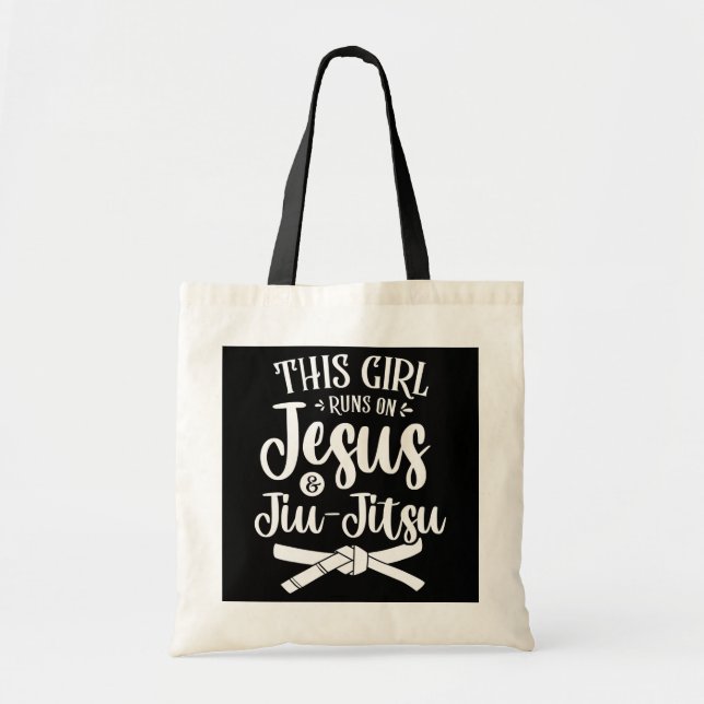 Dieses Mädchen läuft auf Jesus und Jiu Jitsu Marti Tragetasche (Vorne)