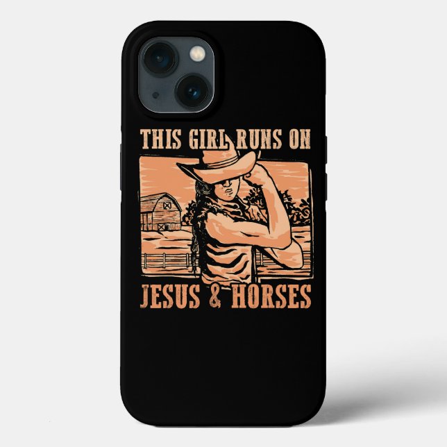 Dieses Mädchen läuft auf Jesus und Pferde Cowboy R Case-Mate iPhone Hülle (Rückseite)