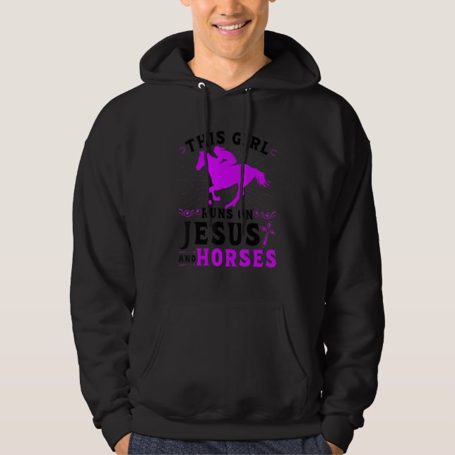 Dieses Mädchen läuft auf Jesus und Pferden, Pferd  Hoodie (Vorderseite)