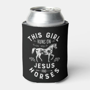 Dieses Mädchen läuft auf Jesus und Pferden Reiten Dosenkühler