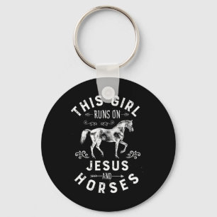 Dieses Mädchen läuft auf Jesus und Pferden Reiten Schlüsselanhänger