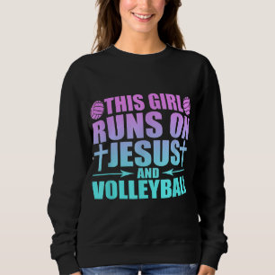 Dieses Mädchen läuft auf Jesus und Volleyball-Neuh Sweatshirt