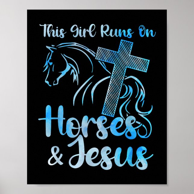 Dieses Mädchen läuft auf Pferden Jesus Christlich  Poster (Vorne)