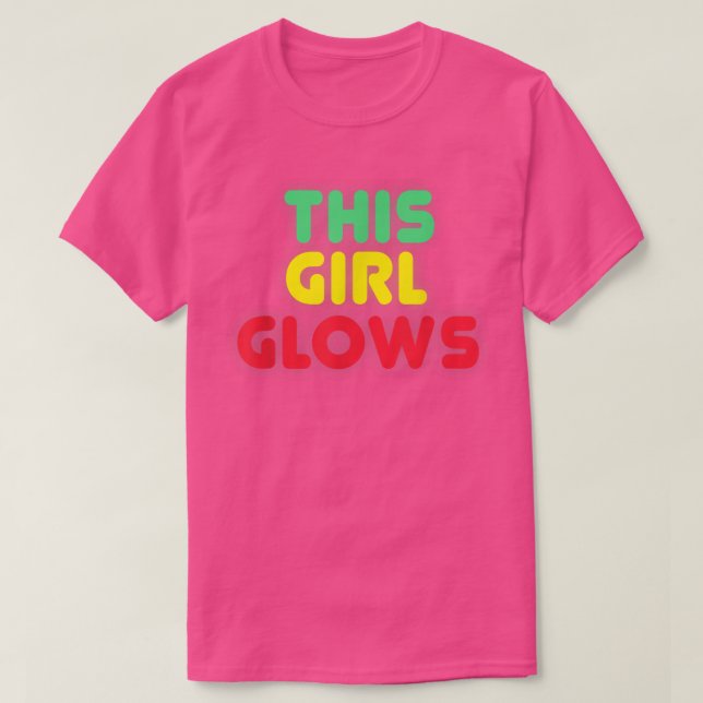 Dieses Mädchen leuchtet 80er Retro Neon Party T -  T-Shirt (Design vorne)