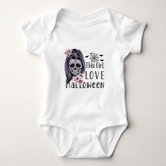 Dieses Mädchen Liebe Halloween Baby Strampler (Vorderseite)