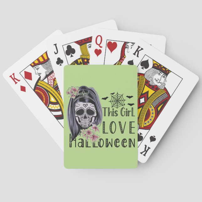 Dieses Mädchen Liebe Halloween Spielkarten (Rückseite)