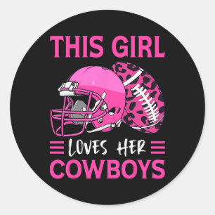 Dieses Mädchen Liebe ihre Cowboys Fußball American Runder Aufkleber