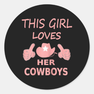 Dieses Mädchen Liebe ihrem Cowboy Niedlich Texas D Runder Aufkleber