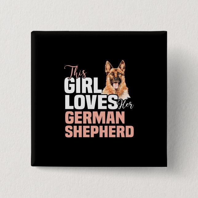 Dieses Mädchen Liebe ihren deutschen Schäferhund Button (Vorderseite)