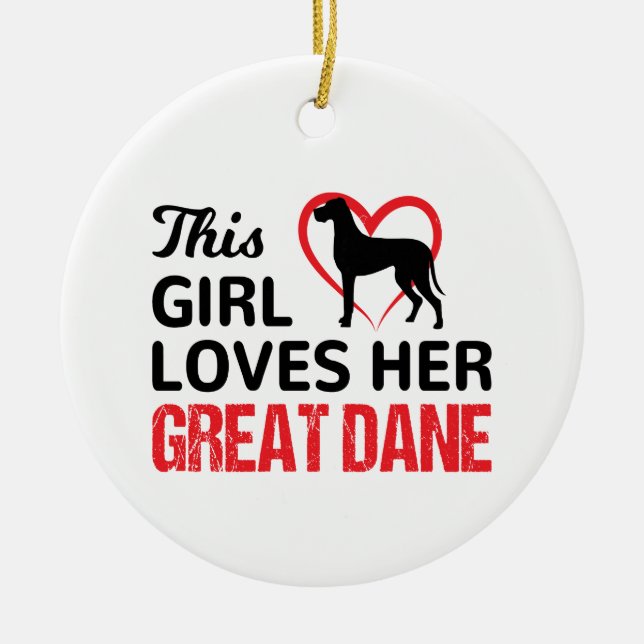 Dieses Mädchen Liebe ihren großen Dan Keramik Ornament (Vorne)