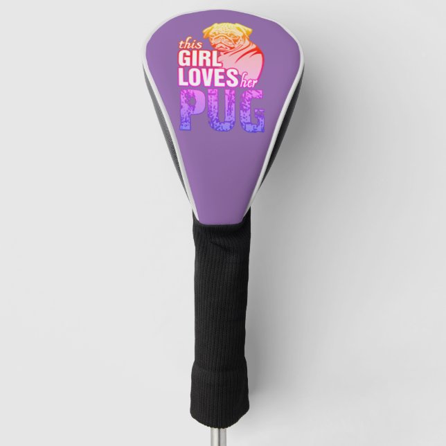 Dieses Mädchen Liebe ihren Mops Golf Headcover (Vorderseite)