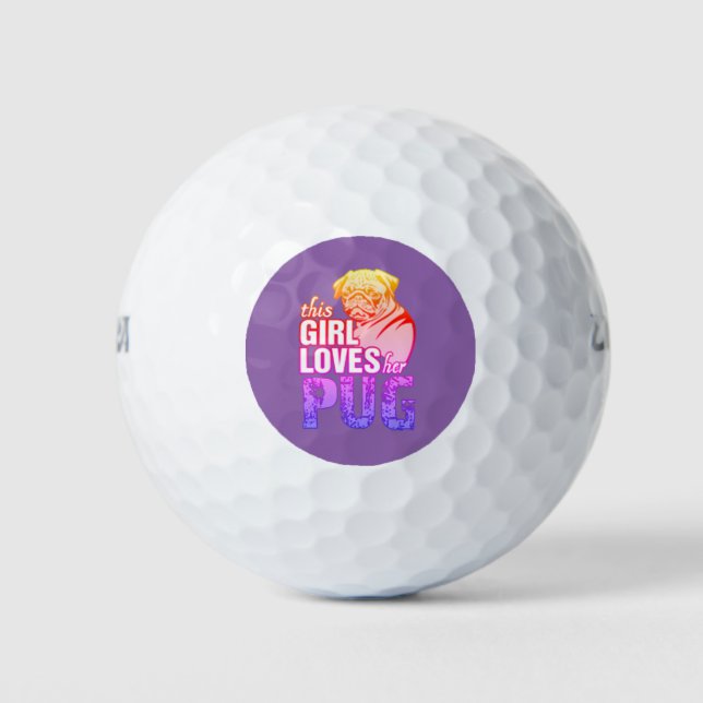 Dieses Mädchen Liebe ihren Mops Golfball (Vorderseite)