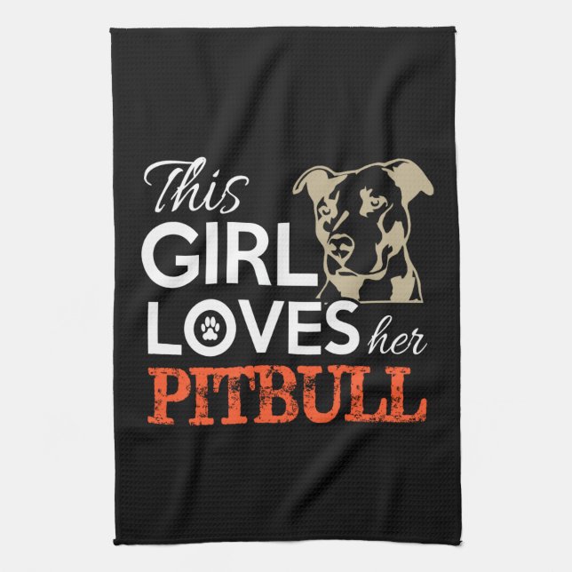 dieses Mädchen Liebe ihren Pitbulle Geschirrtuch (Vertikal)