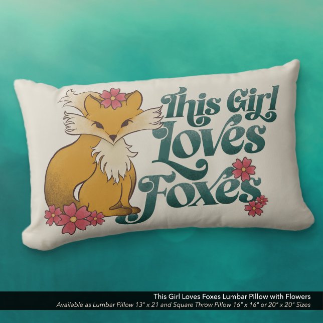 Dieses Mädchen Lieben Füchse Lendenkissen (This Girl Loves Foxes Lumbar Pillow with Cute Hand Drawn Fox and Flower Artwork.)