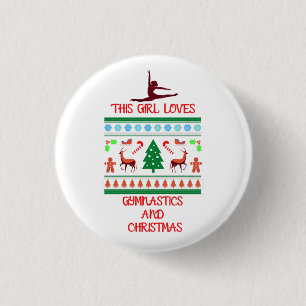 Dieses Mädchen Lieben Gymnastik und Weihnachten Button