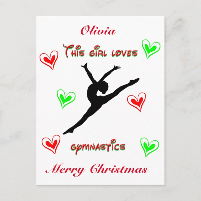 Dieses Mädchen Lieben Gymnastik Weihnachten Postkarte (Vorderseite)