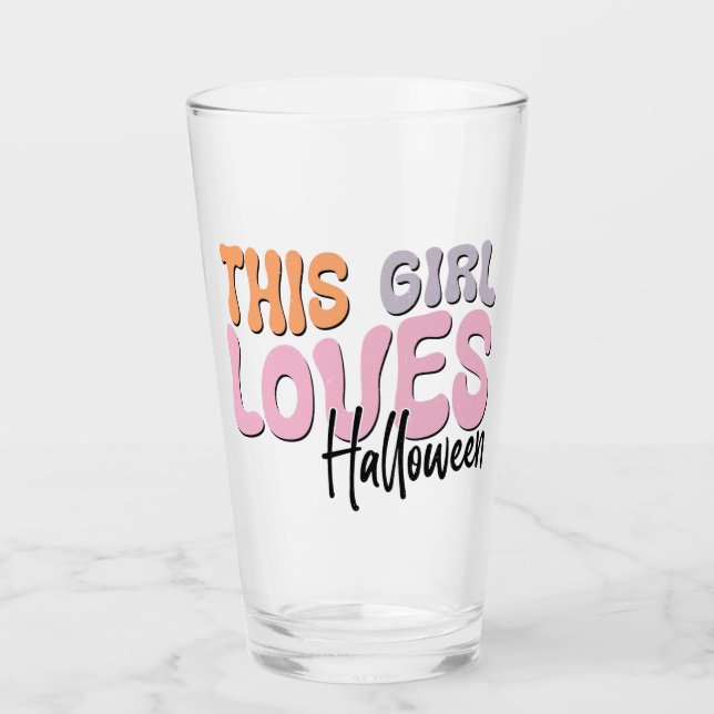 Dieses Mädchen Lieben Halloween Glas (Vorderseite)