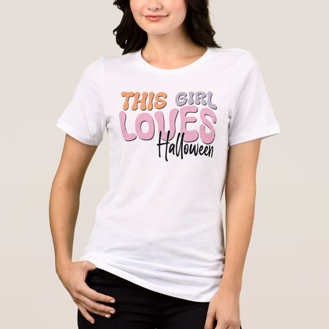 Dieses Mädchen Lieben Halloween Tri-Blend Shirt (Vorderseite)