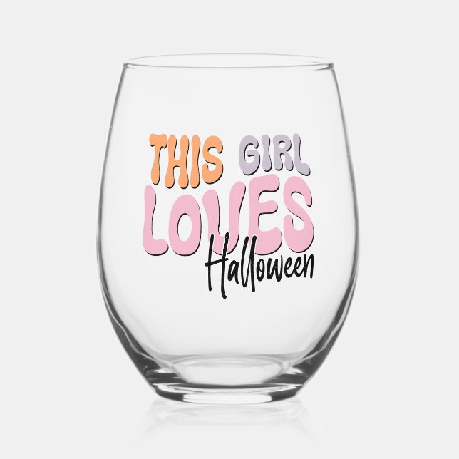 Dieses Mädchen Lieben Halloween Weinglas Ohne Stiel (Vorderseite)