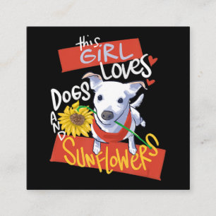 Dieses Mädchen Lieben Hunde & Sonnenblumen - Whipp Quadratische Visitenkarte