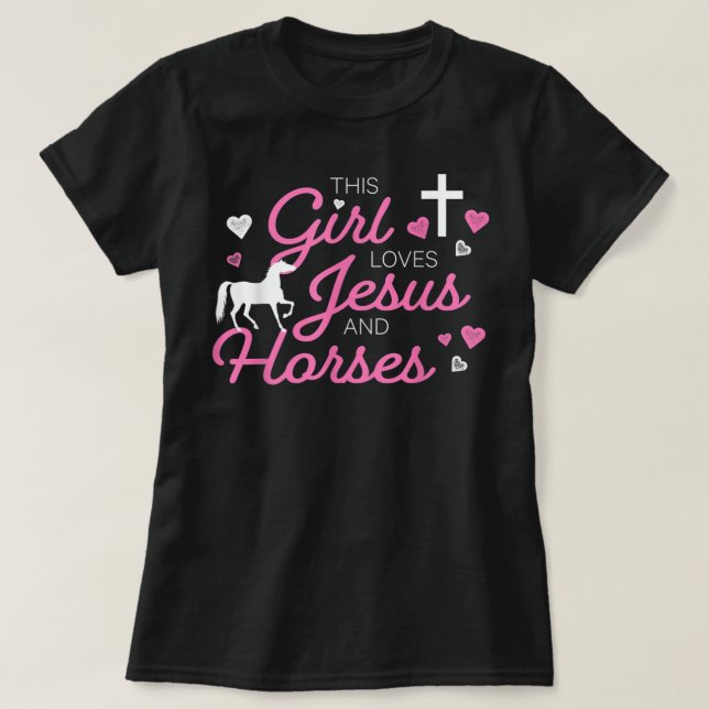 Dieses Mädchen Lieben Jesus und Pferde T - Shirt (Design vorne)