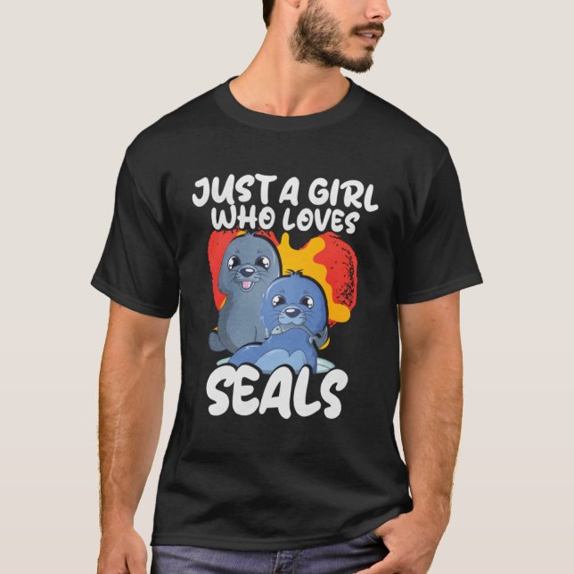 Dieses Mädchen Lieben Siegel T-Shirt (Vorderseite)