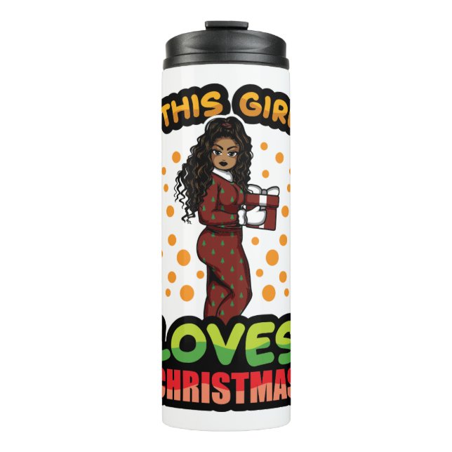 Dieses Mädchen Lieben Weihnachten Pajama Melanin S Thermosbecher (Vorderseite)