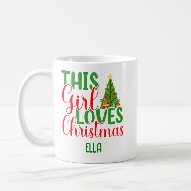 Dieses Mädchen Lieben Weihnachts-Custom-Tasse Kaffeetasse (Links)