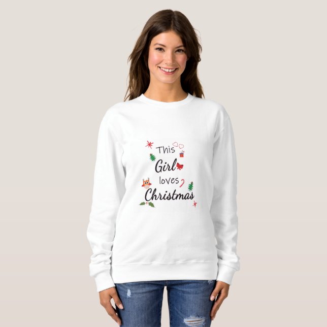 Dieses Mädchen Lieben Weihnachts-Jumper Sweatshirt (Vorne ganz)