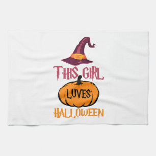 Dieses Mädchen liebt Halloween - Halloween-Geschen Geschirrtuch