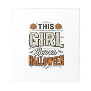 Dieses Mädchen liebt Halloween Vintage-Shirt-Desig Notizblock