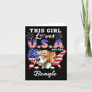 Dieses Mädchen liebt USA und Hund 4. Juli Beagle Karte