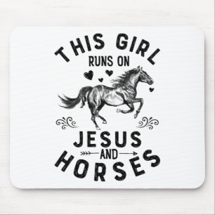 Dieses Mädchen rennt auf Jesus und Pferden Reithor Mousepad
