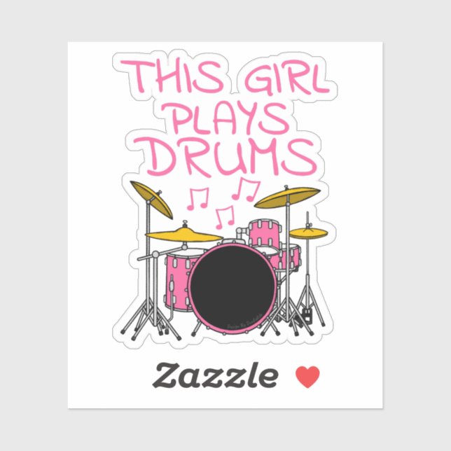 Dieses Mädchen spielt Trommeln, weibliche Drummerm Aufkleber (Blatt)