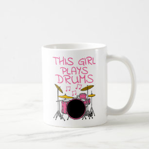 Dieses Mädchen spielt Trommeln, weibliche Drummerm Kaffeetasse