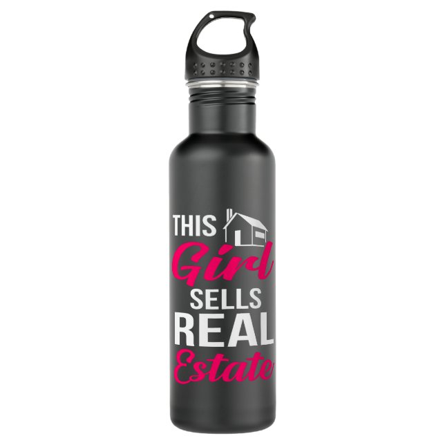 Dieses Mädchen verkauft echtes Anwesen Funny Realt Edelstahlflasche (Vorderseite)