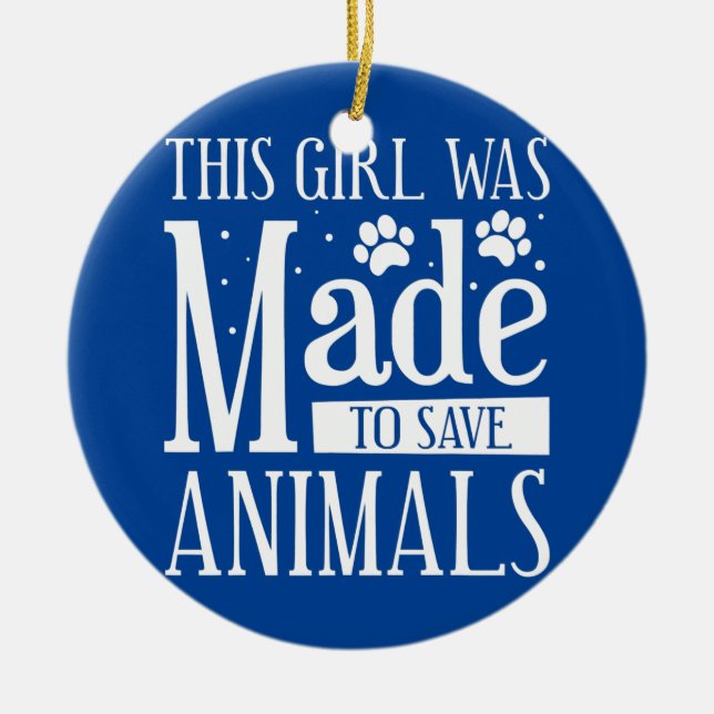 Dieses Mädchen wurde zur Rett von Tierärzten gemac Keramik Ornament (Vorne)