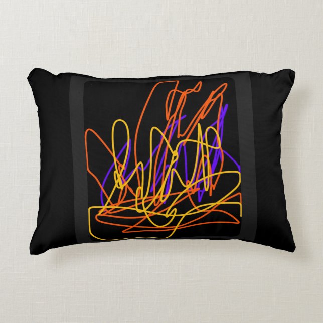 Dieses moderne Kissen hat ein buntes Neondesign (Vorderseite)