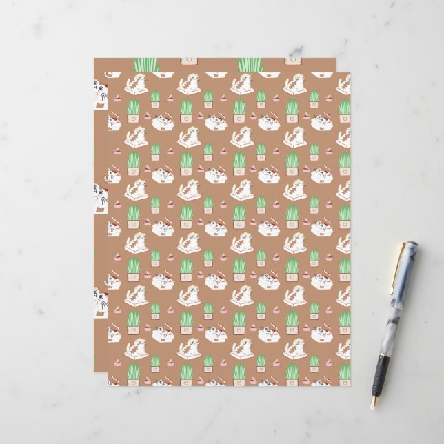 Dieses Muster der Katzenlebensdauer in Brown Scrap (Vorderseite/Rückseite Beispiel)