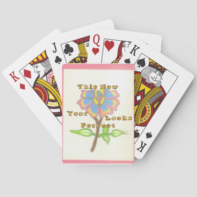 Dieses neue Jahr sieht aus wie eine perfekte Blume Spielkarten (Rückseite)