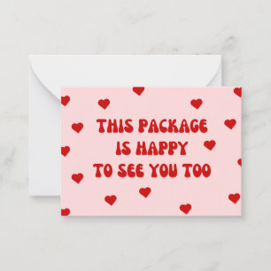 "Dieses Paket freut sich, Sie auch sehen zu können Mitteilungskarte