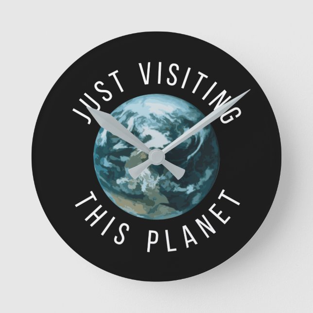 Dieses Planeten-Schwarzen gerade besuchen Runde Wanduhr (Vorderseite)