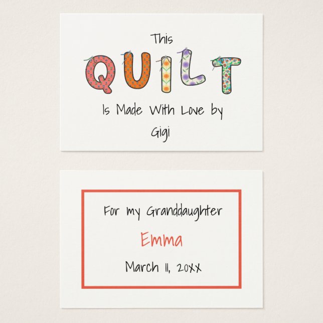 Dieses Quilt aus Geschenkverpackung (Vorne & Hinten)